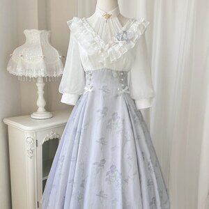 Laladudu Lolita~Iris Dream~Elegant Lolita Dress Short Sleeve One Piece Medium